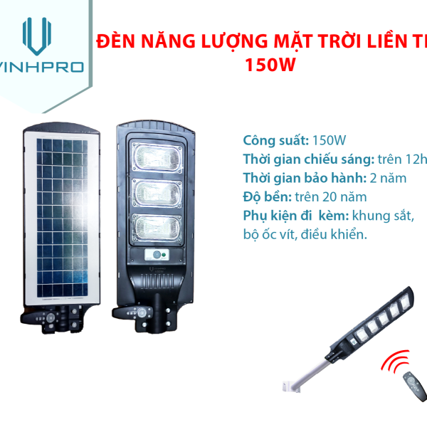 Đèn Năng Lượng Mặt Trời Liền Thể 150W