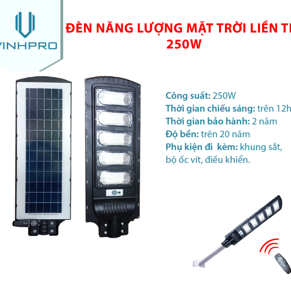 Đèn Năng Lượng Mặt Trời Liền Thể 250W