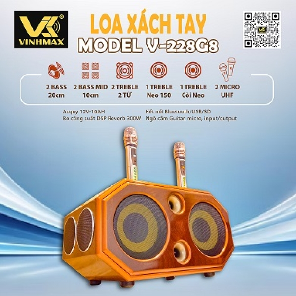 Loa xách tay VT - 228G8 với hệ thống loa 8 đường tiếng