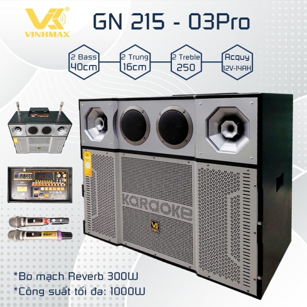 LOA KARAOKE DI ĐỘNG VINHMAX MODEL GN215-03 PRO